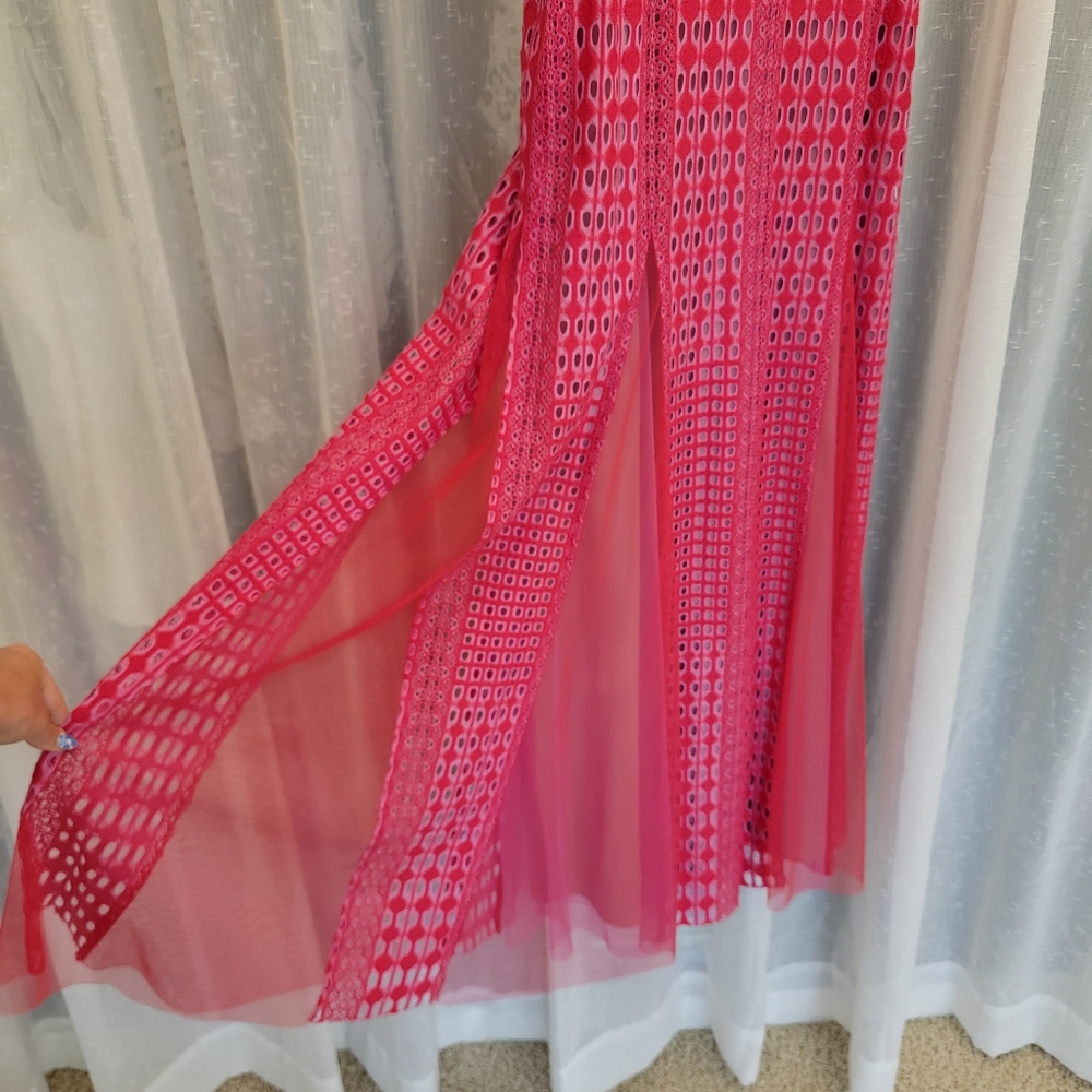 BCBG Maxazria Elinor Sleeveless Lace Gown Pink Rasberry Size 6 NWOT - Picture 8 of 16